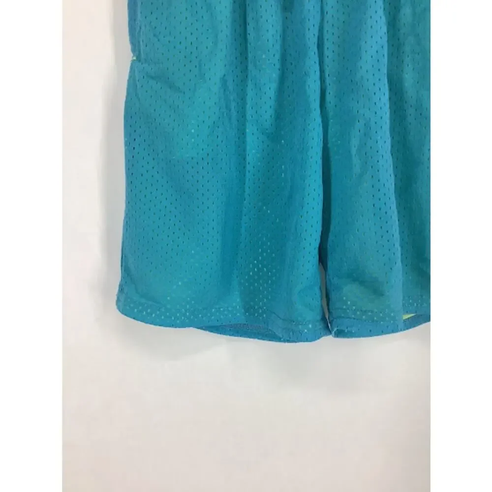 Old Navy Athletic Works Blue Green Athletic Mesh Basketball Short Size Medium 8